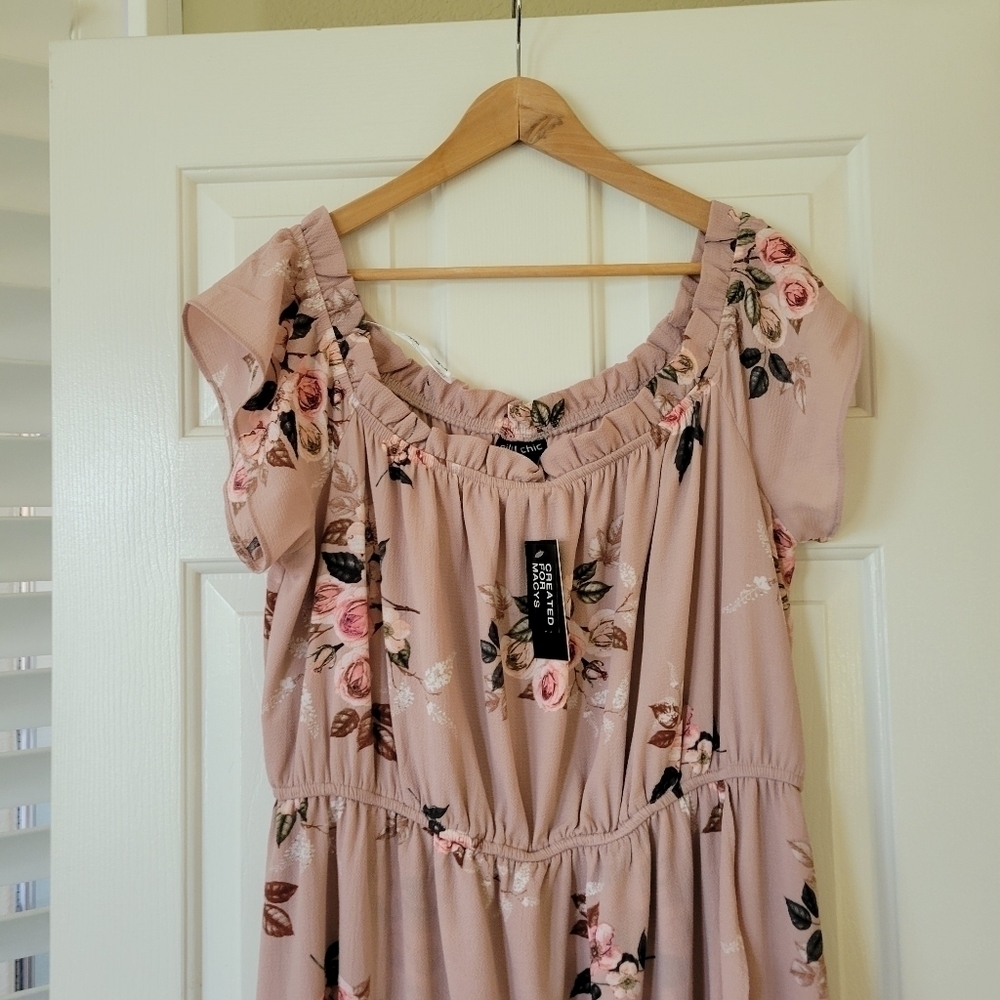 City Chic Plus Size Rose Play Floral Pink Dress XS 14 - Picture 5 of 13